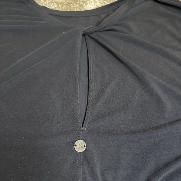 Prana Black Long Sleeve Crew Neck Top Twist Open Back Women's Size Small #263 - Picture 7 of 7